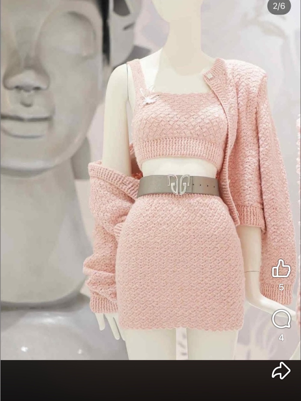 Pink Knit Mini Skirt - Soft Textured Women's Skirt